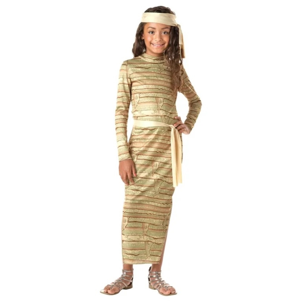 Girls Egyptian Mummy Dress Halloween Costume Size 8-10 Medium NWT